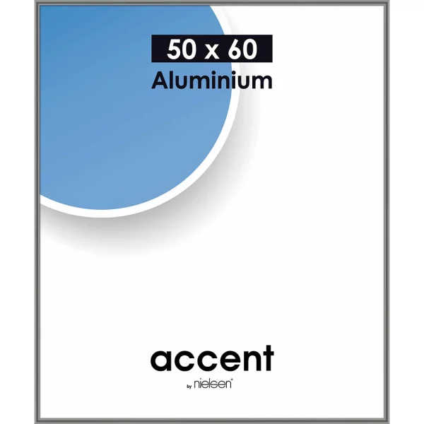 Alu Bilderrahmen Accent 50x60 cm | Stahlgrau | Normalglas (2 mm)