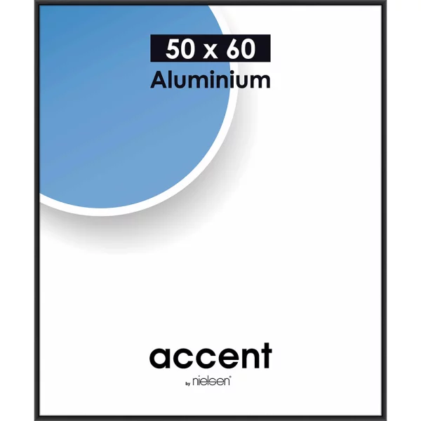 Alu Bilderrahmen Accent 50x60 cm | Schwarz matt | Normalglas (2 mm)