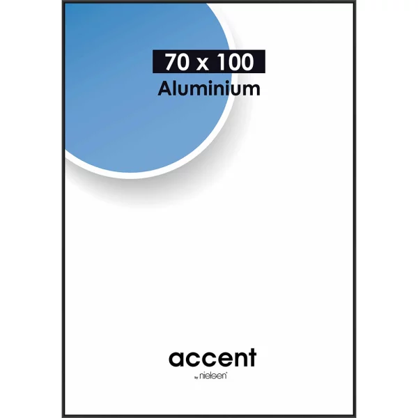 Alurahmen Accent 70x100 cm | Schwarz matt | Normalglas (2 mm)