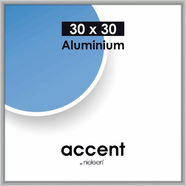 Cadre en aluminium Accent 30x30 cm | argent mat | verre standard (2 mm)