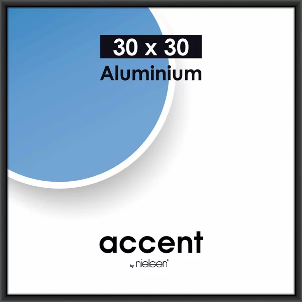 Cadre en aluminium Accent 30x30 cm | noir mat | verre standard (2 mm)