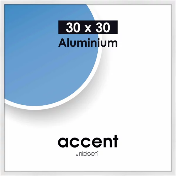 Cadre en aluminium Accent 30x30 cm | blanc brillant | verre standard (2 mm)