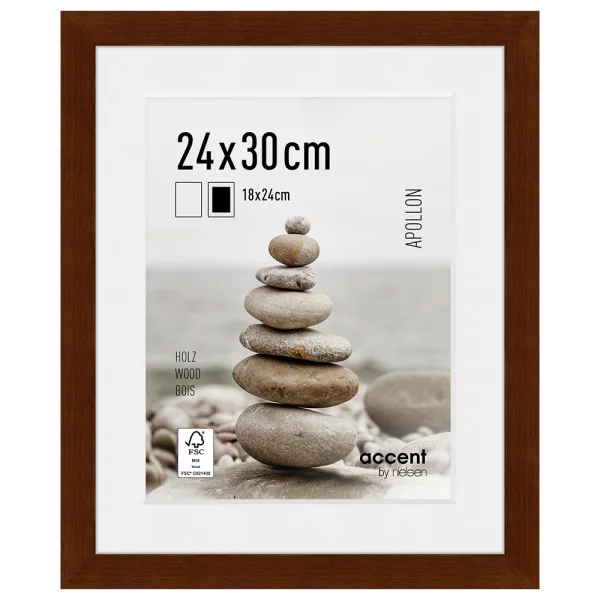 Cadre en bois Apollon avec passe-partout 24x30 cm (18x24 cm) | wengé | verre standard (2 mm)