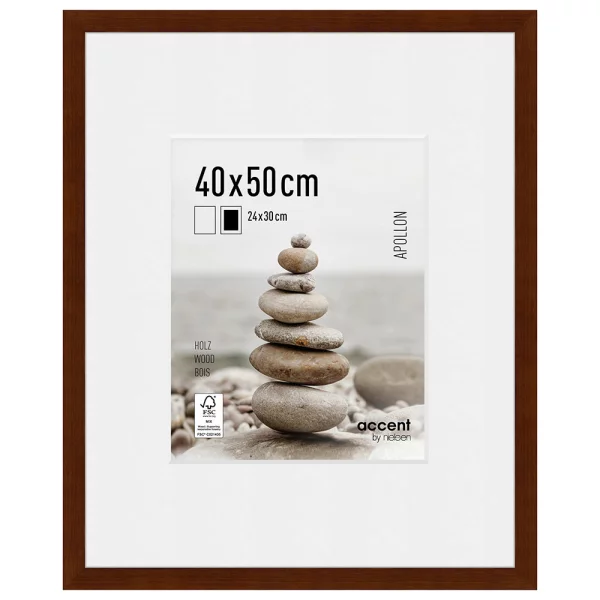 Cadre en bois Apollon avec passe-partout 40x50 cm (24x30 cm) | wengé | verre standard (2 mm)