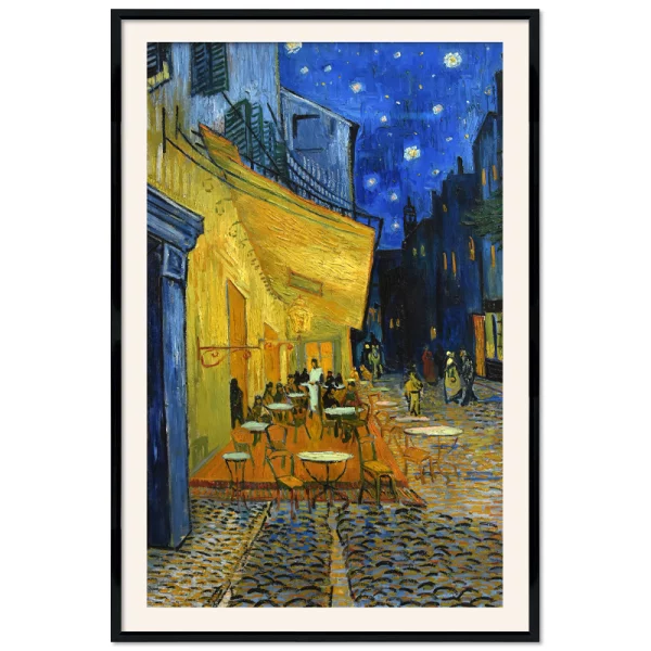 Poster mit Rahmen - Vincent van Gogh - Cafe Terrace at Night 13x18 cm | Schwarz