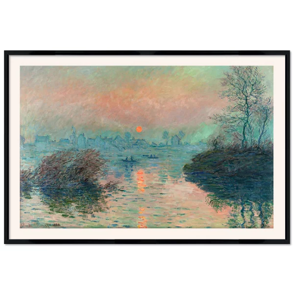 Poster mit Rahmen - Claude Monet - Sunset on the Seine at Lavacourt, Winter Effect 13x18 cm | Schwarz