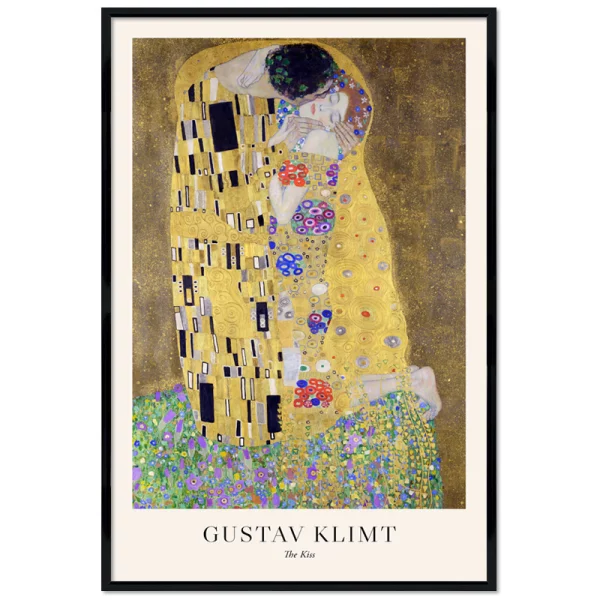 Poster mit Rahmen - Gustav Klimt - The Kiss 13x18 cm | Schwarz