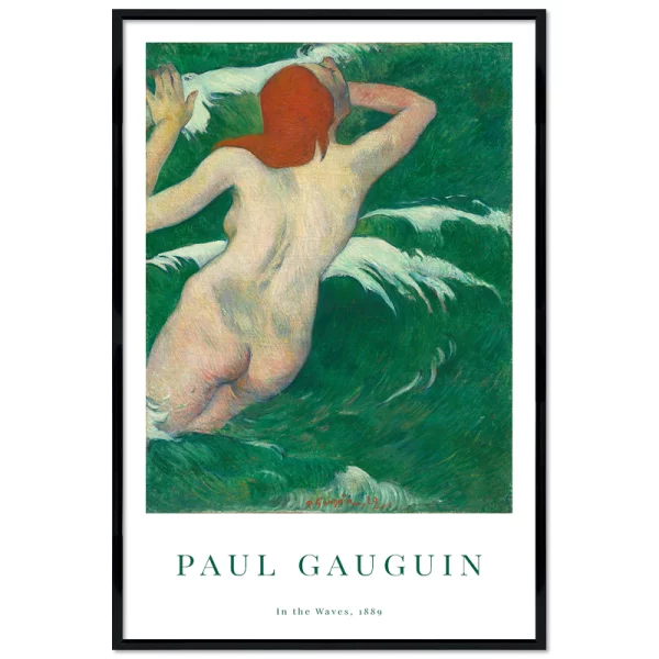 Poster mit Rahmen - Paul Gauguin - In the Waves 13x18 cm | Schwarz