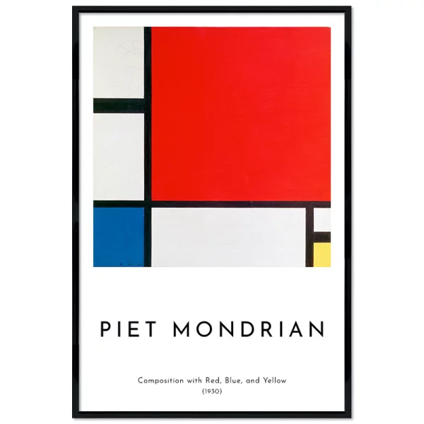 Poster mit Rahmen - Piet Mondrian - Composition with Red, Blue, and Yellow 13x18 cm | Schwarz