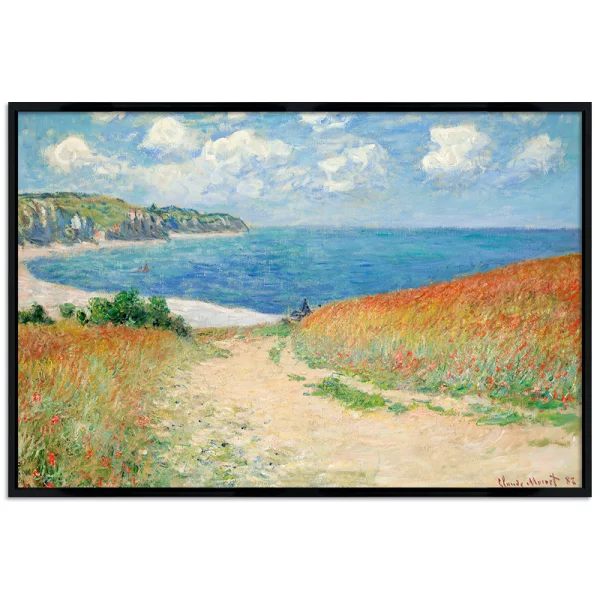 Poster mit Rahmen - Claude Monet - Path in the Wheat Fields at Pourville 13x18 cm | Schwarz