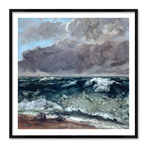 Poster mit Rahmen - Gustave Courbet - La vague 40x40 cm | Schwarz
