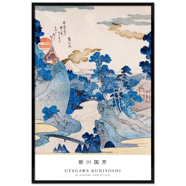 Poster mit Rahmen - Utagawa Kuniyoshi - Fuji no yukei (An Evening View of Mount Fuji) 13x18 cm | Schwarz