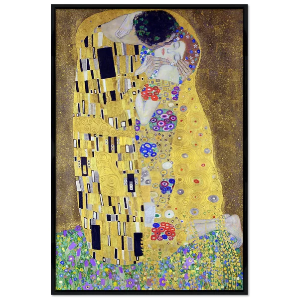 Poster mit Rahmen - Gustav Klimt - The Kiss 13x18 cm | Schwarz
