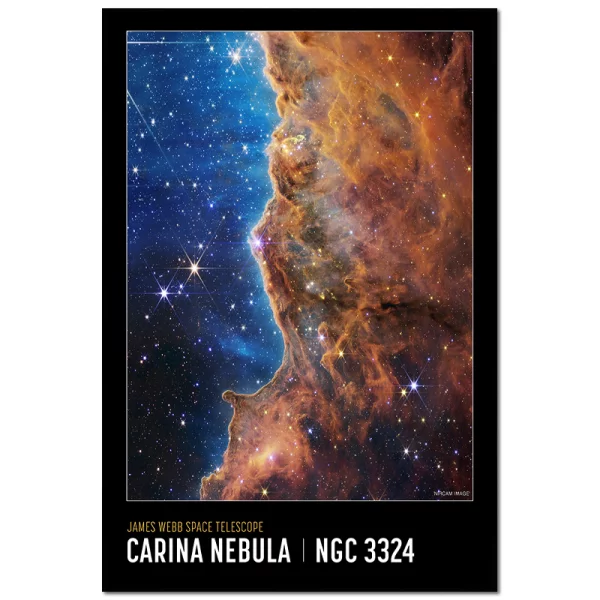 Poster mit Rahmen - Carina Nebula Poster, Taken by NASAs James Webb Space Telescope 13x18 cm | Schwarz