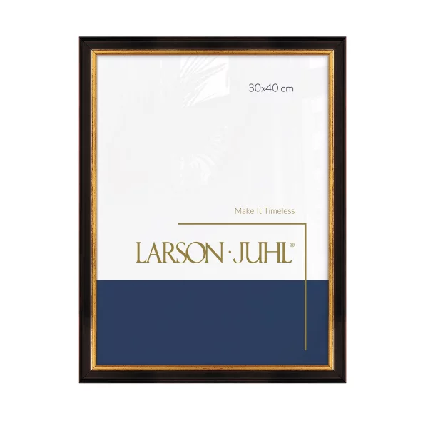 Holz Bilderrahmen ACADEMIE 1,8 24x30 cm | Black with Gold | Normalglas (2 mm)