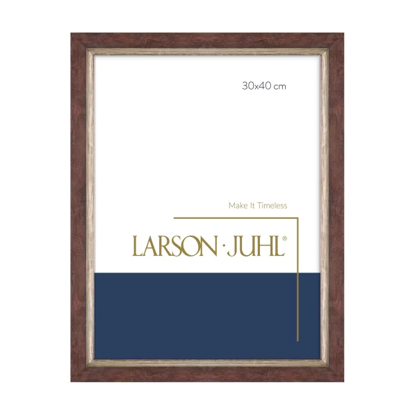 Holz Bilderrahmen LUCERNE 2,9 42x59,4 cm (A2) | Braun mit Silberkante | Normalglas (2 mm)