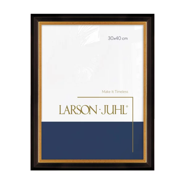 Holz Bilderrahmen ACADEMIE 3,1 42x59,4 cm (A2) | Black with Gold | Normalglas (2 mm)