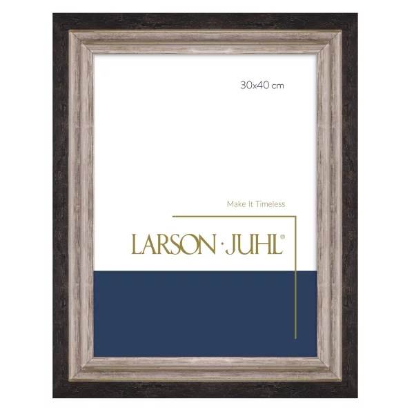 Cadre en bois LUCERNE 5,2 - sur mesure anthracite avec bord argent | verre standard (2 mm)