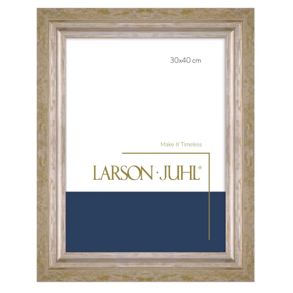 Cadre en bois LUCERNE 5,2 - sur mesure ivoire avec bord en argent | verre standard (2 mm)