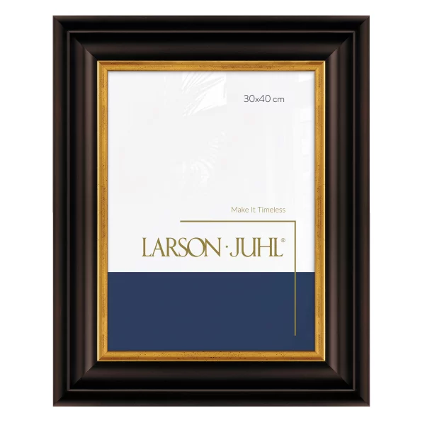 Holz Bilderrahmen ACADEMIE 7,6 42x59,4 cm (A2) | Black with Gold | Normalglas (2 mm)