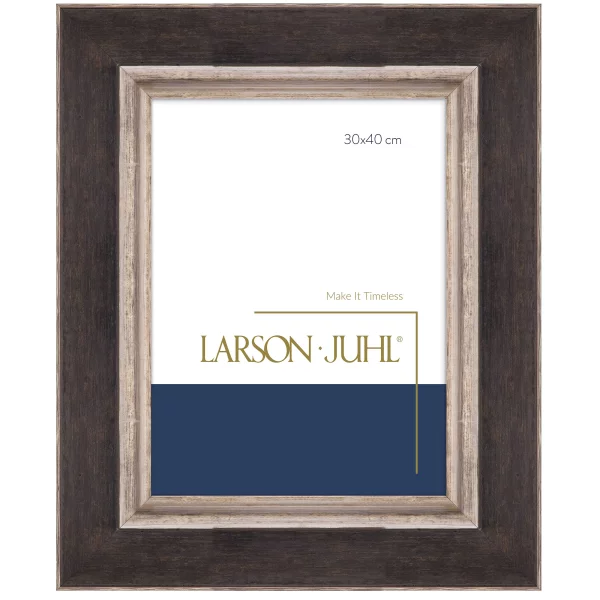 Cadre en bois LUCERNE 9,3 13x18 cm | anthracite avec bord argent | verre synthétique (2 mm)
