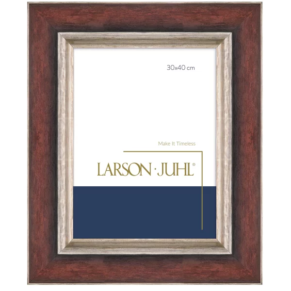 Cadre en bois LUCERNE 9,3 13x18 cm | brun avec bord en argent | verre synthétique (2 mm)