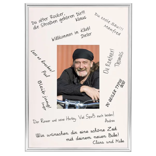 Signatur-Bilderrahmen aus Kunststoff - DIN A4 21x29,7 cm (A4) | Silber | Normalglas (2 mm)