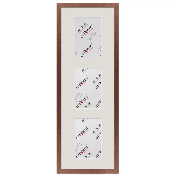Cadre multi photos Uppsala pour 3 photos, 20x60 cm - 10x15 cm 20x60 cm (3x10x15 cm) | noyer | verre standard (2 mm)