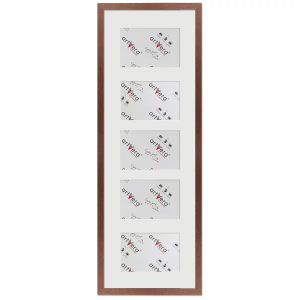 Cadre multi photos Uppsala pour 5 photos, 23x70 cm - 10x15 cm 23x70 cm (5x10x15 cm) | noyer | verre standard (2 mm)