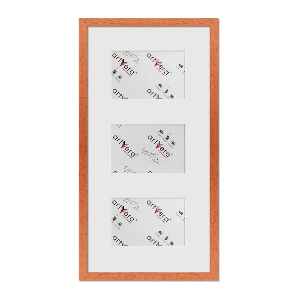 Cadre multi photos Uppsala pour 3 photos, 25x50 cm - 10x15 cm 25x50 cm (3x10x15 cm) | cerise | verre antireflet mat (2 mm)