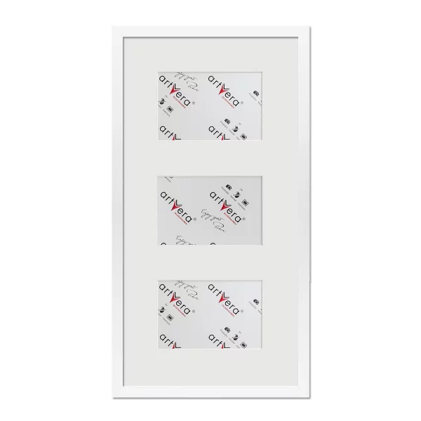 Cadre multi photos Uppsala pour 3 photos, 25x50 cm - 10x15 cm 25x50 cm (3x10x15 cm) | blanc | verre standard (2 mm)