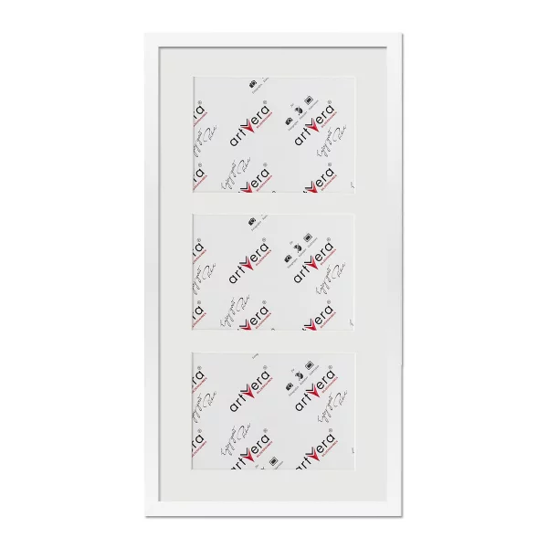 Cadre multi photos Uppsala pour 3 photos, 25x50 cm - 13x18 cm 25x50 cm (3x13x18 cm) | blanc | verre standard (2 mm)