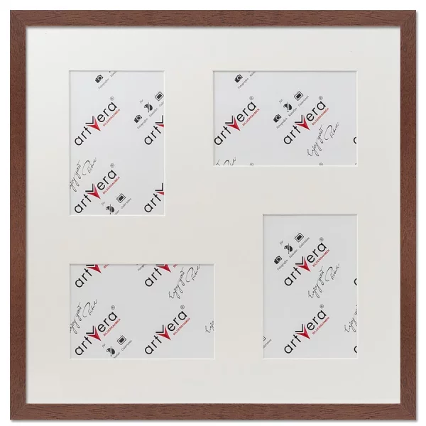 Cadre multi photos Uppsala pour 4 photos, 40x40 cm - 10x15 cm 40x40 cm (4x10x15 cm) | noyer | verre standard (2 mm)