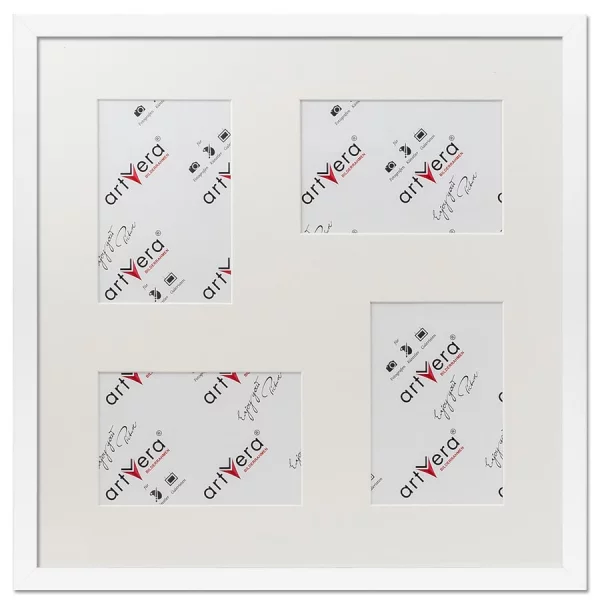 Cadre multi photos Uppsala pour 4 photos, 40x40 cm - 10x15 cm 40x40 cm (4x10x15 cm) | blanc | verre standard (2 mm)