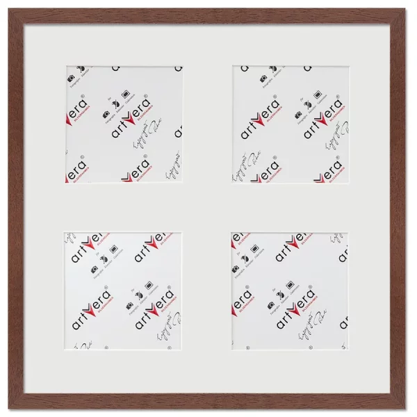 Cadre multi photos Uppsala pour 4 photos, 40x40 cm - 13x13 cm 40x40 cm (4x13x13 cm) | noyer | verre standard (2 mm)