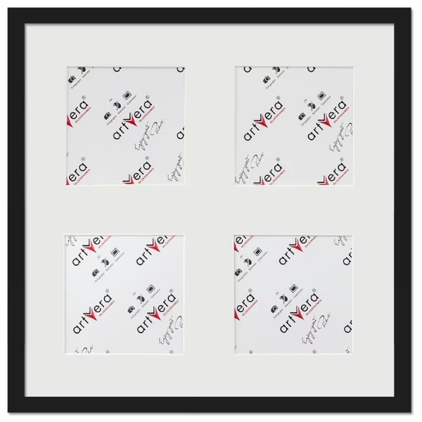 Cadre multi photos Uppsala pour 4 photos, 40x40 cm - 13x13 cm 40x40 cm (4x13x13 cm) | noir | verre standard (2 mm)