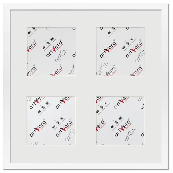 Cadre multi photos Uppsala pour 4 photos, 40x40 cm - 13x13 cm 40x40 cm (4x13x13 cm) | blanc | verre standard (2 mm)