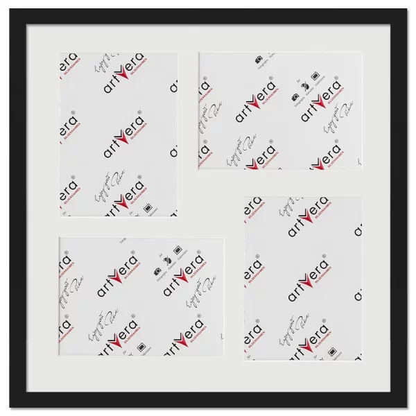 Cadre multi photos Uppsala pour 4 photos, 40x40 cm - 13x18 cm 40x40 cm (4x13x18 cm) | noir | verre standard (2 mm)