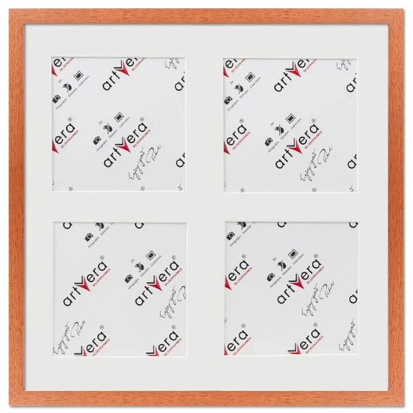 Cadre multi photos Uppsala pour 4 photos, 40x40 cm - 15x15 cm 40x40 cm (4x15x15 cm) | cerise | verre standard (2 mm)