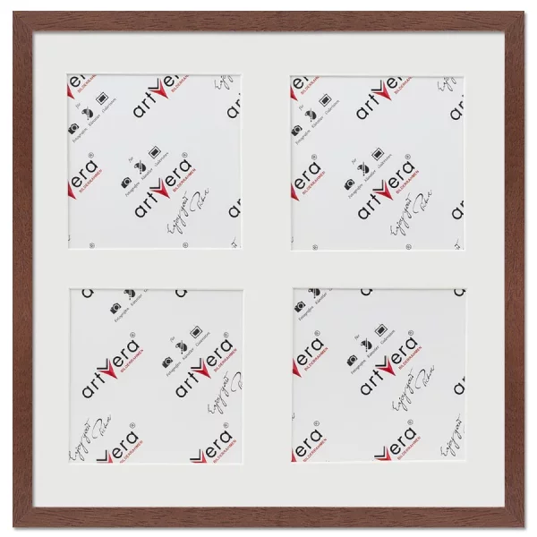 Cadre multi photos Uppsala pour 4 photos, 40x40 cm - 15x15 cm 40x40 cm (4x15x15 cm) | noyer | verre standard (2 mm)
