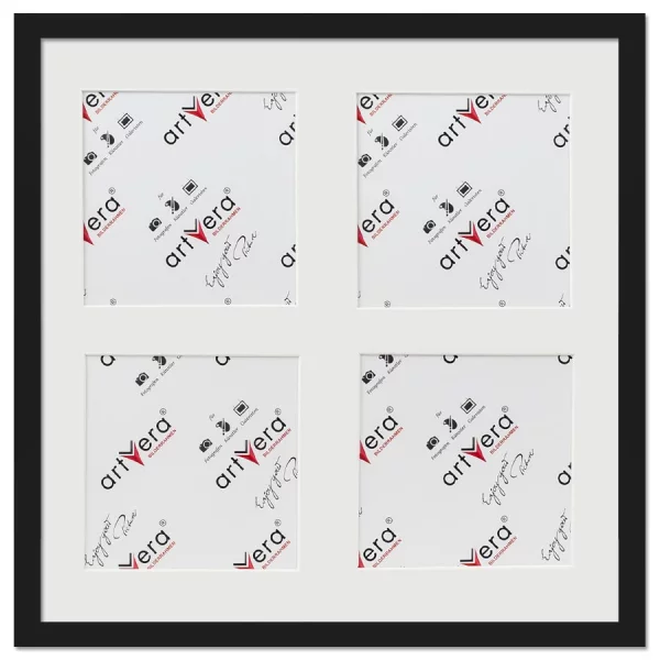 Cadre multi photos Uppsala pour 4 photos, 40x40 cm - 15x15 cm 40x40 cm (4x15x15 cm) | noir | verre standard (2 mm)
