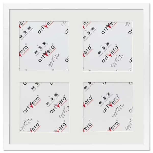 Cadre multi photos Uppsala pour 4 photos, 40x40 cm - 15x15 cm 40x40 cm (4x15x15 cm) | blanc | verre standard (2 mm)