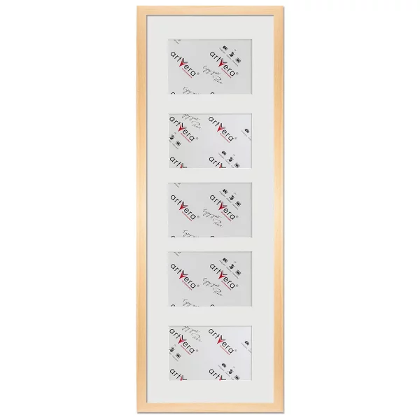 Cadre multi photos Lund pour 5 photos, 23x70 cm - 10x15 cm 23x70 cm (5x10x15 cm) | naturel | verre standard (2 mm)