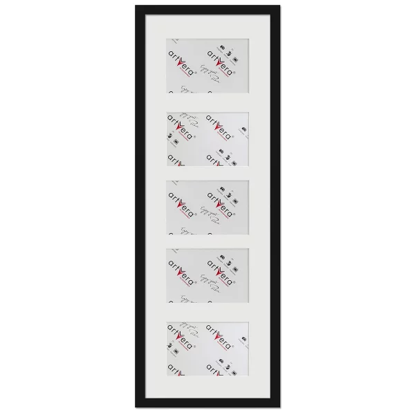 Cadre multi photos Lund pour 5 photos, 23x70 cm - 10x15 cm 23x70 cm (5x10x15 cm) | noir | verre standard (2 mm)