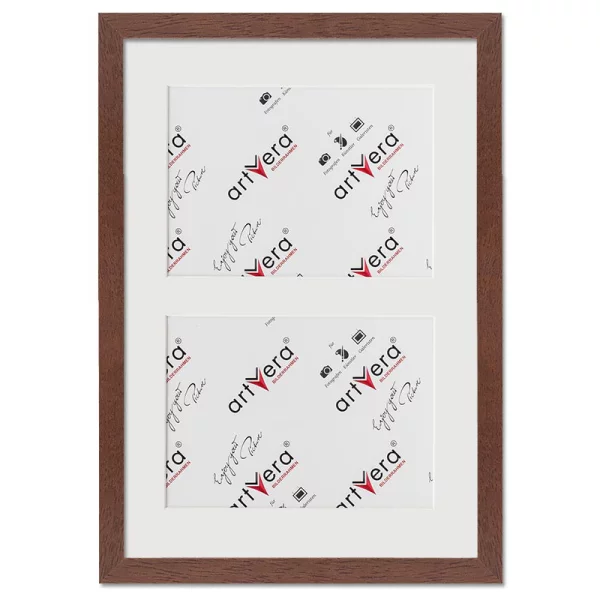 Cadre multi photos Lund pour 2 photos, 25x35 cm - 13x18 cm 25x35 cm (2x13x18 cm) | noyer | verre standard (2 mm)
