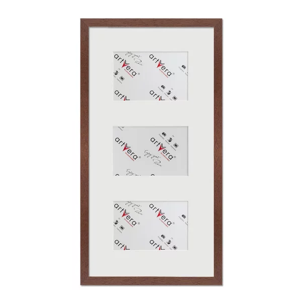 Cadre multi photos Lund pour 3 photos, 25x50 cm - 10x15 cm 25x50 cm (3x10x15 cm) | noyer | verre standard (2 mm)