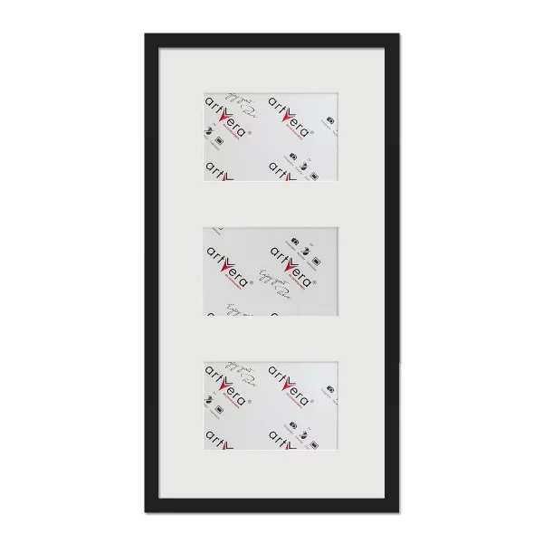 Cadre multi photos Lund pour 3 photos, 25x50 cm - 10x15 cm 25x50 cm (3x10x15 cm) | noir | verre standard (2 mm)