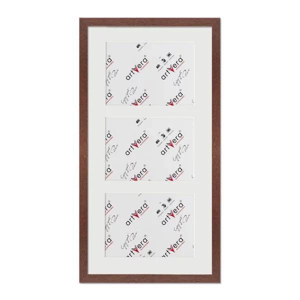 Cadre multi photos Lund pour 3 photos, 25x50 cm - 13x18 cm 25x50 cm (3x13x18 cm) | noyer | verre standard (2 mm)