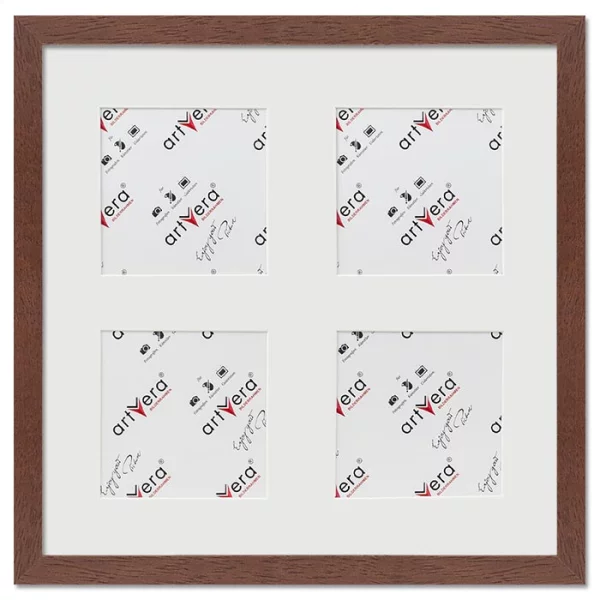 Cadre multi photos Lund pour 4 photos, 30x30 cm - 10x10 cm 30x30 cm (4x10x10 cm) | noyer | verre standard (2 mm)