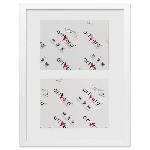 Cadre multi photos Lund pour 2 photos, 30x40 cm - 15x20 cm 30x40 cm (2x15x20 cm) | blanc | verre standard (2 mm)